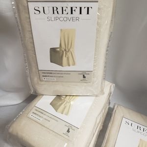4 Surefit Slipcover Natural Duck Box Relax Fit Tie Back